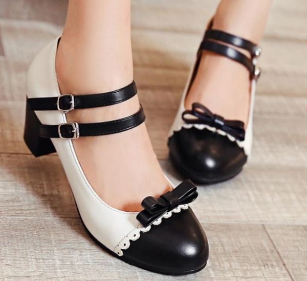 2019 bowknot women's shoes in spring and autumn with new style high heel coarse heel blue patchwork, Black
2019 bowknot women's shoes in spring and autumn with new style high heel coarse heel blue patchwork, Black