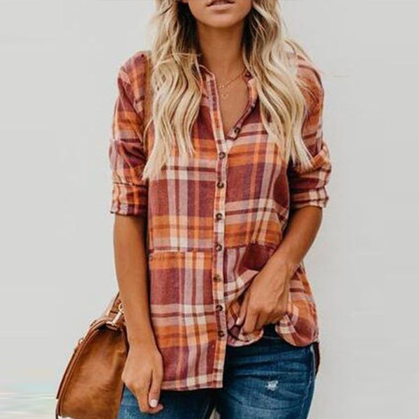 plus size plaid loose casual womens shirts turn-down collar long sleeve female shirt 2020 new spring summer ladies clothing, White
plus size plaid loose casual womens shirts turn-down collar long sleeve female shirt 2020 new spring summer ladies clothing, White