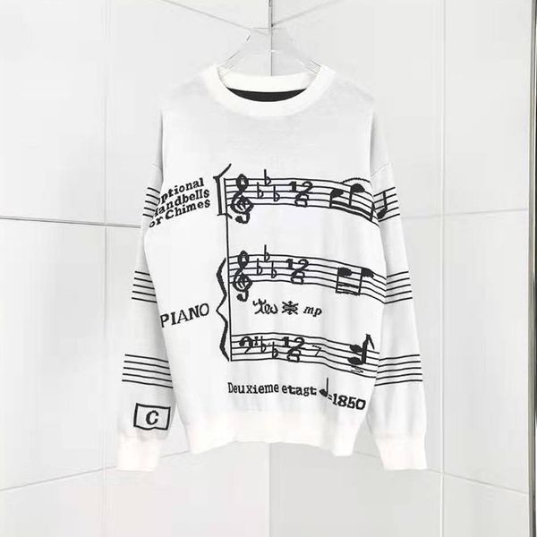 men's sweaters ladies sweaters thickened staff notes pattern sweater pine sweater men and women 2019 autumn and winter new sweater qq3, White;black
men's sweaters ladies sweaters thickened staff notes pattern sweater pine sweater men and women 2019 autumn and winter new sweater qq3, White;black