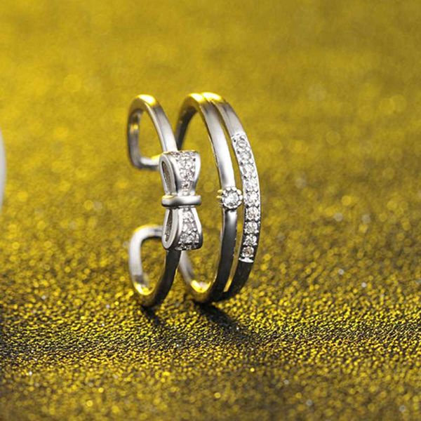 lovely 925 sterling silver dazzling zircon micro cz openig rings for women double bowknot multi-layer jewelry anillos resizable, Slivery;golden
lovely 925 sterling silver dazzling zircon micro cz openig rings for women double bowknot multi-layer jewelry anillos resizable, Slivery;golden
