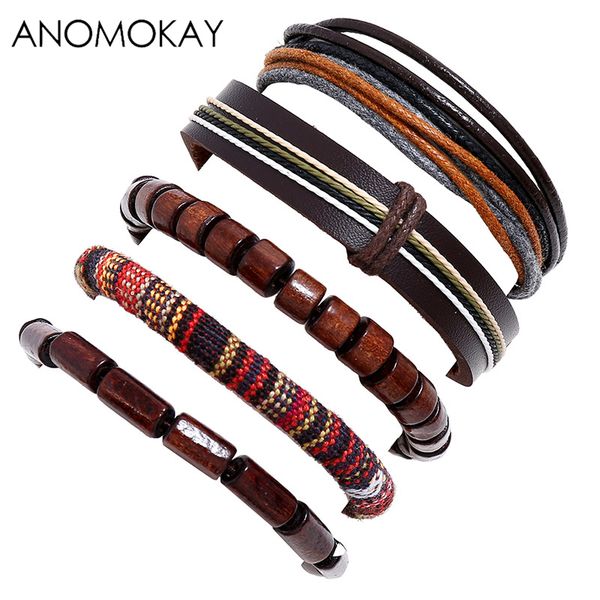 5 pcs/lot anomokay vintage leather wood bead wrap bracelet ethnic antique handmade braided rope bracelet for men, Golden;silver
5 pcs/lot anomokay vintage leather wood bead wrap bracelet ethnic antique handmade braided rope bracelet for men, Golden;silver