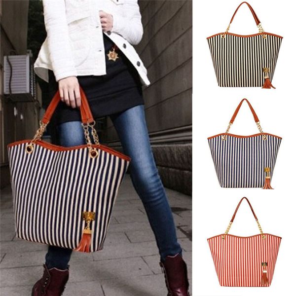 women girl stripe tassels chain canvas shopping handbag shoulder tote shop bag convenient and simple handbag fashion 0809
women girl stripe tassels chain canvas shopping handbag shoulder tote shop bag convenient and simple handbag fashion 0809