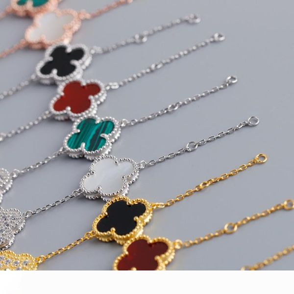 s925 sterling silver jewelry brand clover bracelets with black agate four-leaf clover for women silver rose gold flower bracelet fashion, Golden;silver
s925 sterling silver jewelry brand clover bracelets with black agate four-leaf clover for women silver rose gold flower bracelet fashion, Golden;silver