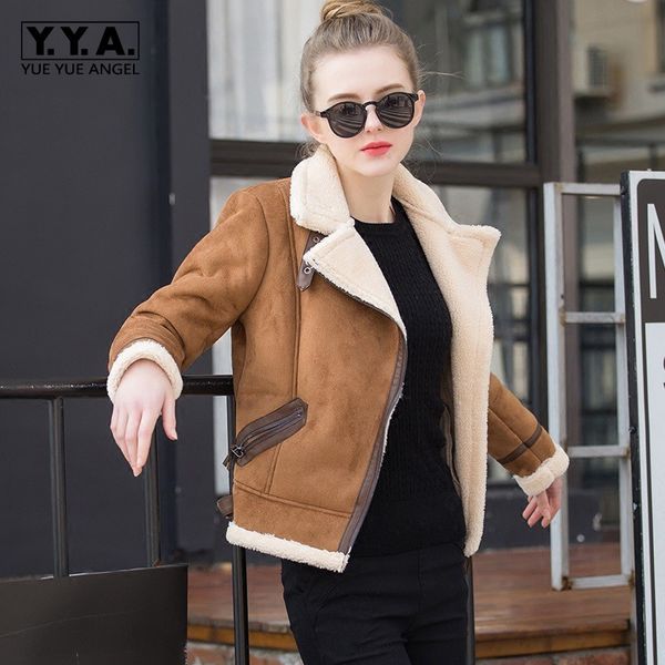fashion winter warm thick fleece linning womens suede jackets lambswool moto biker zippers slim female short coats, Black;brown
fashion winter warm thick fleece linning womens suede jackets lambswool moto biker zippers slim female short coats, Black;brown