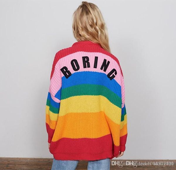2019 new autumn winter women knitwear rainbow striped knit cardigan cloth love letter embroidery lazy sweater coat outwear size s-l, White;black
2019 new autumn winter women knitwear rainbow striped knit cardigan cloth love letter embroidery lazy sweater coat outwear size s-l, White;black