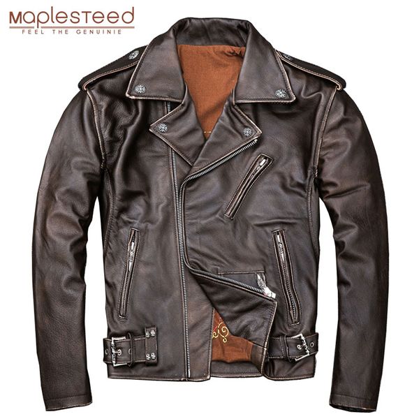 maplesteed brown distressed motorcycle jacket men 100% calf skin classic slim leather jacket man moto biker coat winter 4xl m190, Black
maplesteed brown distressed motorcycle jacket men 100% calf skin classic slim leather jacket man moto biker coat winter 4xl m190, Black
