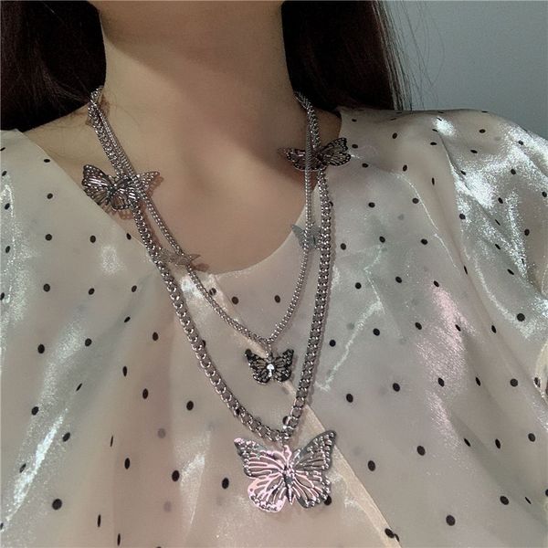 2020 harajuku gothic punk egirl double layer chain butterfly pendant long necklace for women bff fashion kpop aesthetic jewelry, Silver
2020 harajuku gothic punk egirl double layer chain butterfly pendant long necklace for women bff fashion kpop aesthetic jewelry, Silver
