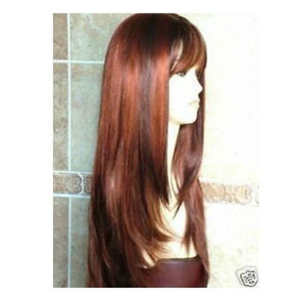new fashion long copper red brown wig/hair, Black