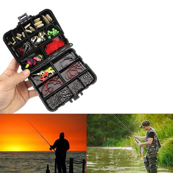 128 pcs fishing tackle box hooks swivels weight fishing sinker sers connectors sequins lures tools kit
128 pcs fishing tackle box hooks swivels weight fishing sinker sers connectors sequins lures tools kit