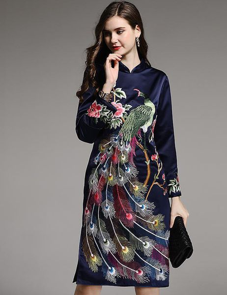 vintage phoenix embroidery women sheath dress long sleeve stand collar dresses 11k899, White;black
vintage phoenix embroidery women sheath dress long sleeve stand collar dresses 11k899, White;black