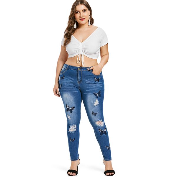 plus size butterfly distressed embroidered jeans women pant skinny high waist pencil pants denim jean ladies trousers 5xl, Blue
plus size butterfly distressed embroidered jeans women pant skinny high waist pencil pants denim jean ladies trousers 5xl, Blue