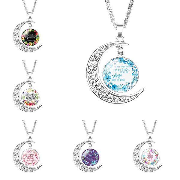 17 colors religion bible verses necklace for women glass cabochon moon christians scripture letter flower pendant chains faith jewelry, Silver
17 colors religion bible verses necklace for women glass cabochon moon christians scripture letter flower pendant chains faith jewelry, Silver