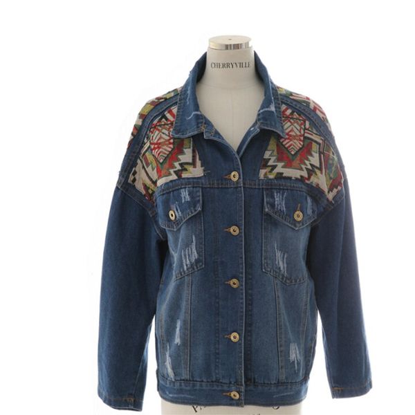 national style 2018 new fashion spring autumn jeans jacket women geometrical patchwork denim jackets outerwear female folk coats, Black;brown
national style 2018 new fashion spring autumn jeans jacket women geometrical patchwork denim jackets outerwear female folk coats, Black;brown