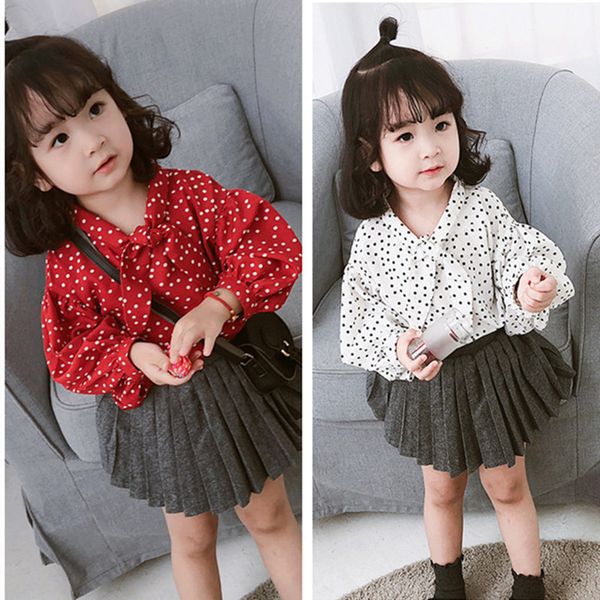 wlg girls spring autumn dot printed shirts kids casual white red bow shirt baby casual all match children clothes 2-7 years, White;black
wlg girls spring autumn dot printed shirts kids casual white red bow shirt baby casual all match children clothes 2-7 years, White;black