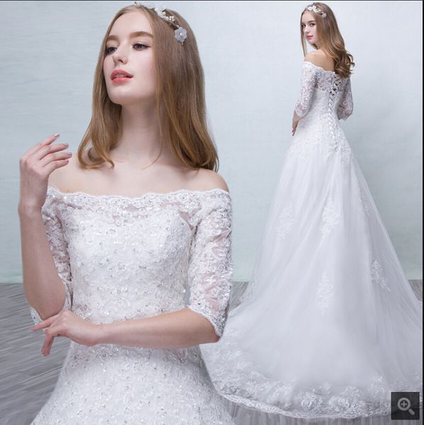 robe de mariage new a line white lace appliques beaded wedding dress court train off the shoulder half sleeve modest wedding gowns sale
robe de mariage new a line white lace appliques beaded wedding dress court train off the shoulder half sleeve modest wedding gowns sale