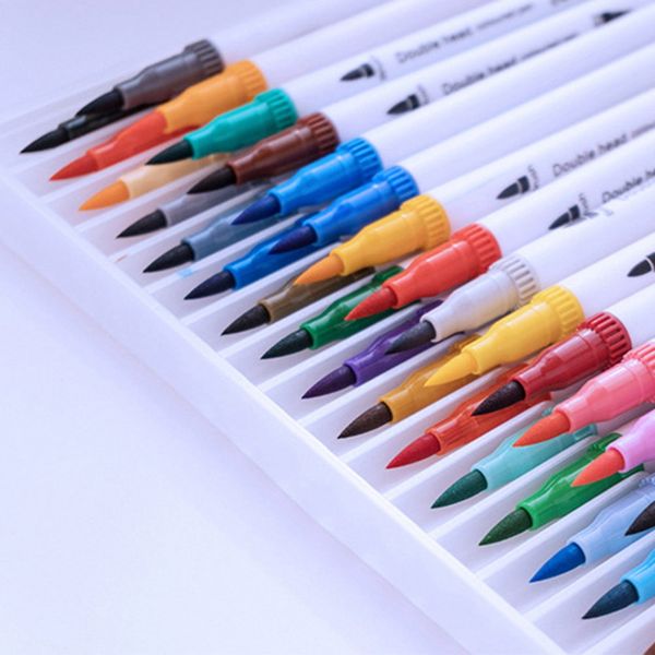 double head coloured pen fineliner drawing painting watercolor art marker brush pens school supplies
double head coloured pen fineliner drawing painting watercolor art marker brush pens school supplies