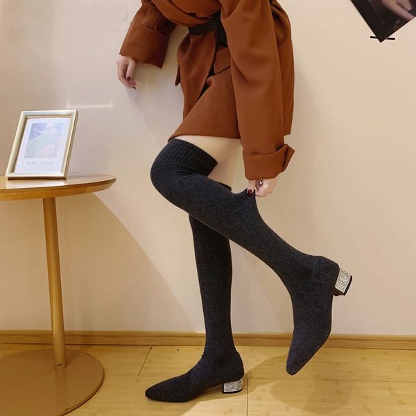 sock long boots autumn winter new fashion slip-on sock shoes woman over the knee boots pointed toe thigh high ladies slim, Black
sock long boots autumn winter new fashion slip-on sock shoes woman over the knee boots pointed toe thigh high ladies slim, Black
