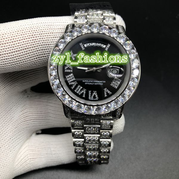 fashion iced diamond watch black face wristwatch silver stainless steel diamond case watch automatic mechanical hip hop watches, Slivery;brown
fashion iced diamond watch black face wristwatch silver stainless steel diamond case watch automatic mechanical hip hop watches, Slivery;brown