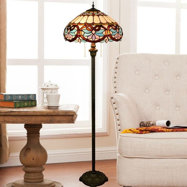 Foot Switch Tiffany Stained Glass Lamps Restaurant Bedroom Living Room Glass Standing Lamp Blue Love Floor Lightingtf036