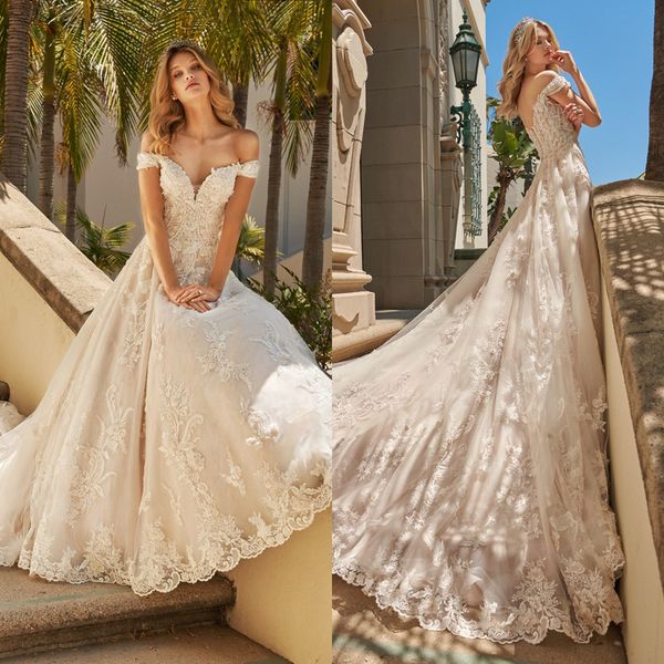 2020 wedding dresses off shoulder lace appliques beads bridal gowns lace-up back sweep train a line wedding dress robe de mariee, White
2020 wedding dresses off shoulder lace appliques beads bridal gowns lace-up back sweep train a line wedding dress robe de mariee, White