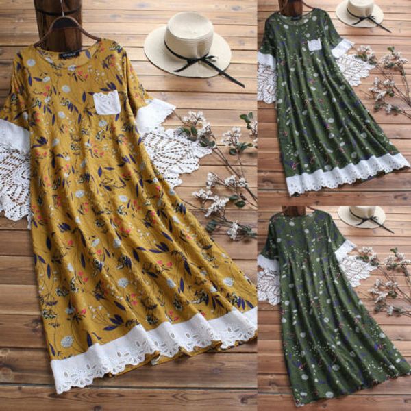 fashion plus size women's ladies flower cotton lace o neck summer linen summer short sleeve long dresses casual dress, Black;gray
fashion plus size women's ladies flower cotton lace o neck summer linen summer short sleeve long dresses casual dress, Black;gray