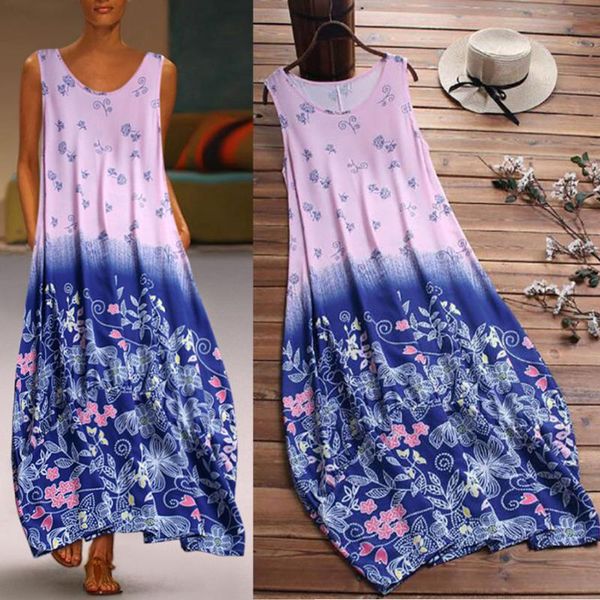 long dress 2020 women summer holiday casual print floral oversized dresses sleeveless loose party maxi sundress vestidos robe, Black;gray
long dress 2020 women summer holiday casual print floral oversized dresses sleeveless loose party maxi sundress vestidos robe, Black;gray