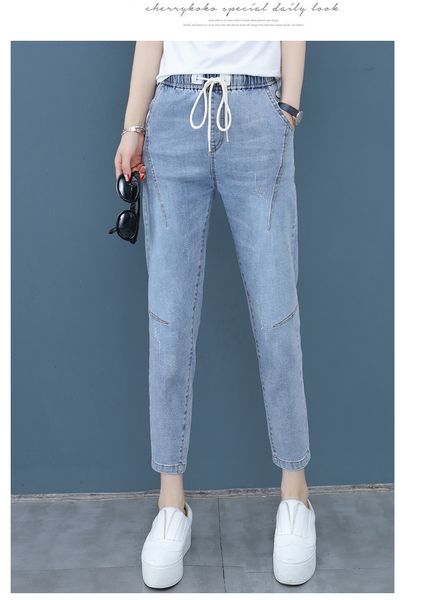 light blue fashion jeans female european european goods