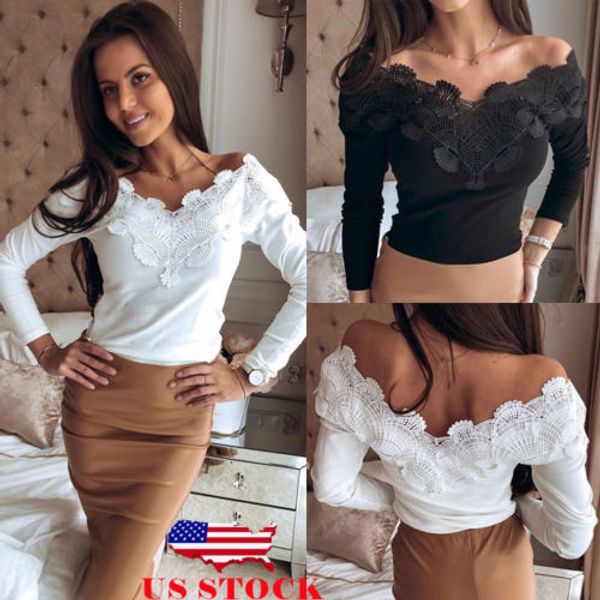 retro lace chic women's casual long sleeve solid color slim fit v neck skinny pullover jumper t shirt new, White
retro lace chic women's casual long sleeve solid color slim fit v neck skinny pullover jumper t shirt new, White