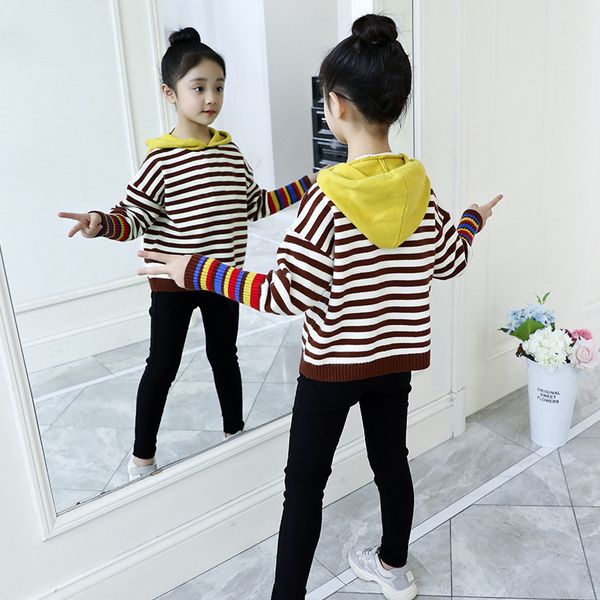 children's rainbow sweater fall 2019 teenages girls hooded striped knitted pullover sweaters toddler kids winter clothes 8 11 12, Blue
children's rainbow sweater fall 2019 teenages girls hooded striped knitted pullover sweaters toddler kids winter clothes 8 11 12, Blue