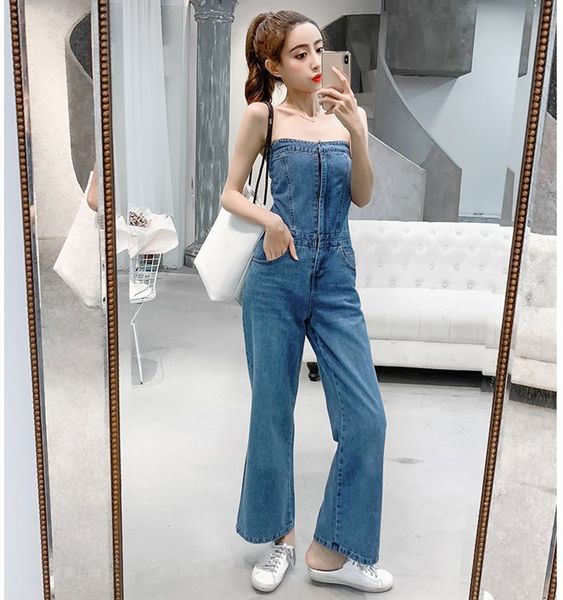 fashion women off shoulder denim jumpsuit solid summer sleeveless long romper vocation holiday wide leg overalls, Black;white
fashion women off shoulder denim jumpsuit solid summer sleeveless long romper vocation holiday wide leg overalls, Black;white