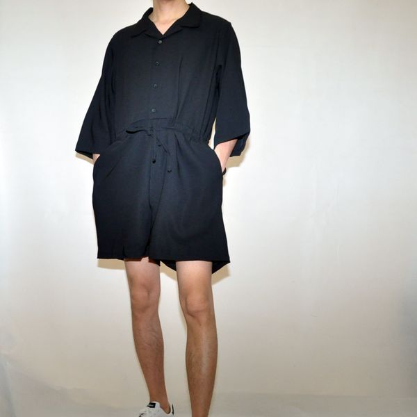 spring and summer new korean men's loose lapel seven-point sleeve shorts loose drawstring jumpsuit jumpsuit, Black
spring and summer new korean men's loose lapel seven-point sleeve shorts loose drawstring jumpsuit jumpsuit, Black