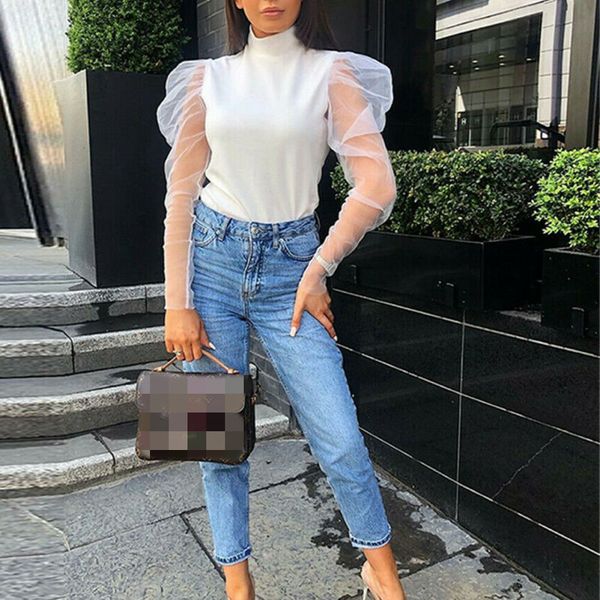women girls mesh sheer long sleeve transparent tee shirt vintage puff sleeve elegant blouse fashion autumn clothes, White
women girls mesh sheer long sleeve transparent tee shirt vintage puff sleeve elegant blouse fashion autumn clothes, White