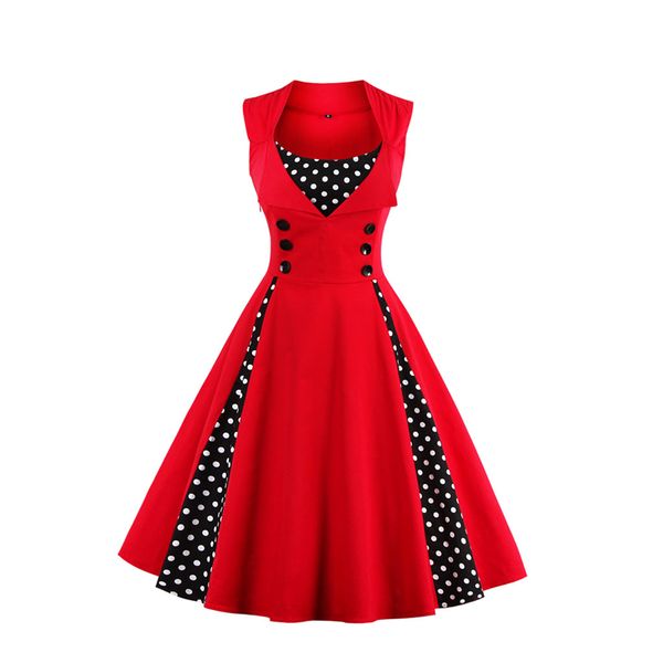 

new 2017 summer women dress retro 1950s 60s dress polka dots pinup rockabilly party dresses vintage tunic vestidos mujer, White;black