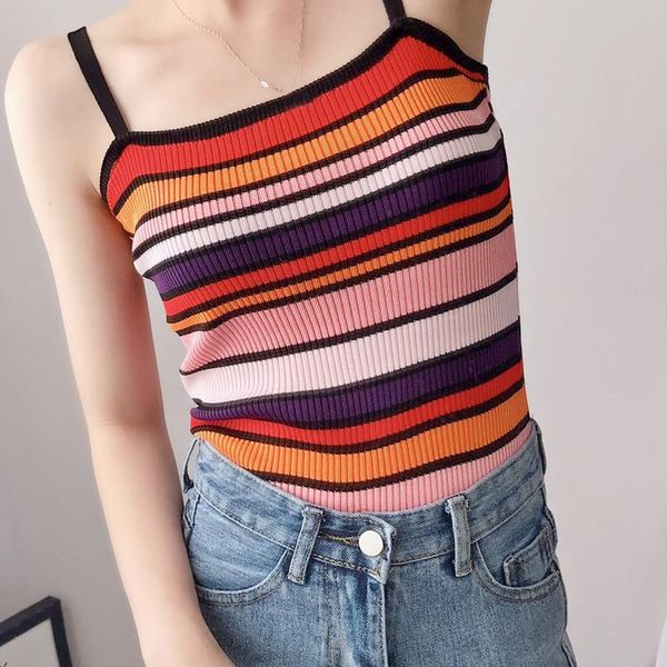 2019 women summer colorful stripe femme crop women cropped exercise high street casual tank top, White
2019 women summer colorful stripe femme crop women cropped exercise high street casual tank top, White