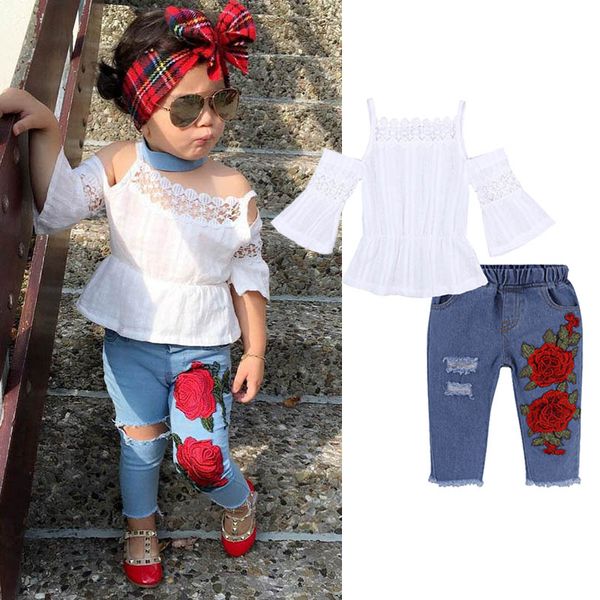 baby girls clothes suit 2pcs toddler baby girls off shoulder embroidery rose pants outfits flower denim set clothes, White
baby girls clothes suit 2pcs toddler baby girls off shoulder embroidery rose pants outfits flower denim set clothes, White