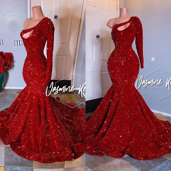 prom dresses mermaid one shoulder dark red party dress lace appliques crystal beads long sleeves plus size evening gowns, Black
prom dresses mermaid one shoulder dark red party dress lace appliques crystal beads long sleeves plus size evening gowns, Black