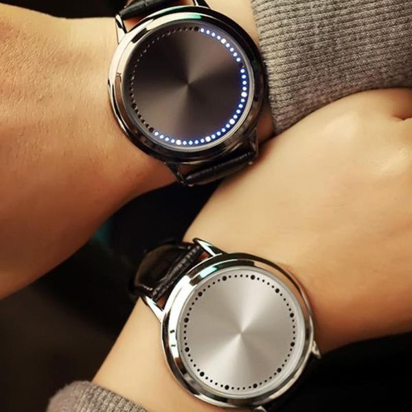 fashionable simple waterproof leather quartz men watch creative concept personality smart led touch control men's wrist watch, Slivery;brown
fashionable simple waterproof leather quartz men watch creative concept personality smart led touch control men's wrist watch, Slivery;brown