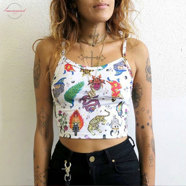 summer printed cropped tank camisole women casual streetwear party round neck strappy skinny camis vest, White
summer printed cropped tank camisole women casual streetwear party round neck strappy skinny camis vest, White