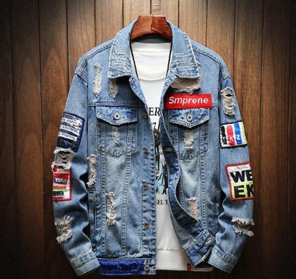 men's jackets mens and coats black holes denim fashion men spring autumn loose casual jean outwear, Black;brown
men's jackets mens and coats black holes denim fashion men spring autumn loose casual jean outwear, Black;brown