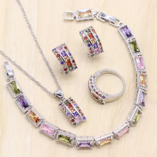 925 sterling silver women jewelry sets multicolor cubic zircon bracelet geometric earrings/pendant/necklace/ring gift
925 sterling silver women jewelry sets multicolor cubic zircon bracelet geometric earrings/pendant/necklace/ring gift