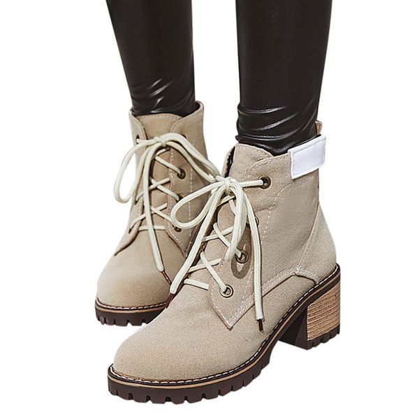 perimedes winter boots women pure color lace-up boots round toe chunky heels women vintage women's autumn in ankle, Black
perimedes winter boots women pure color lace-up boots round toe chunky heels women vintage women's autumn in ankle, Black