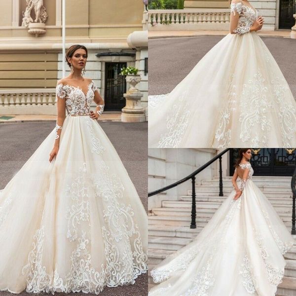 naviblue 2019 wedding dresses long sleeve lace appliques hollow sweep train chapel bridal gowns plus size beach vestido de novia, White
naviblue 2019 wedding dresses long sleeve lace appliques hollow sweep train chapel bridal gowns plus size beach vestido de novia, White