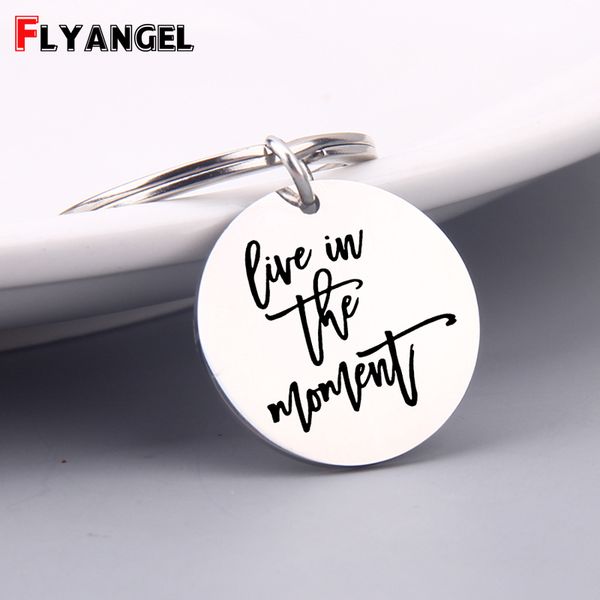 live gift keychain engraved live in the moment keyring inspirational life gift for family friends simple fashion charm bag tag, Silver
live gift keychain engraved live in the moment keyring inspirational life gift for family friends simple fashion charm bag tag, Silver