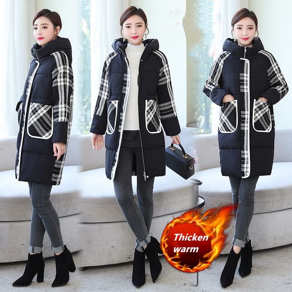 new women cotton clothing women's mid-length winter fashion woolen stitching cotton coat female thick over-knee jacket, Black
new women cotton clothing women's mid-length winter fashion woolen stitching cotton coat female thick over-knee jacket, Black