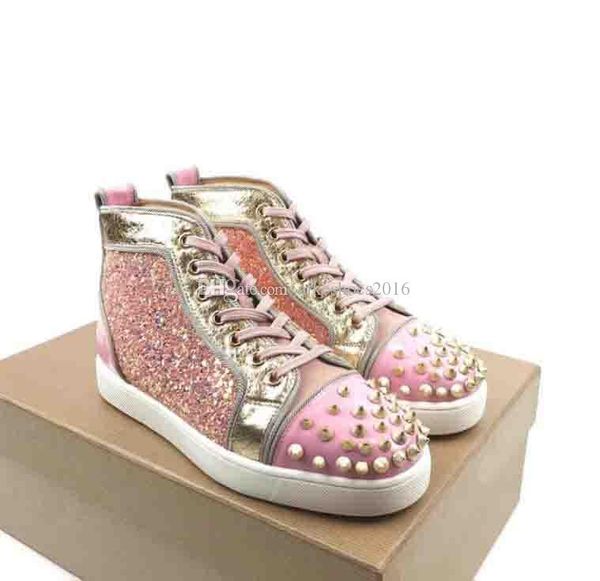 высокое качество спайки high top red bottom pik pik шипованных розовый кроссовки обуви женщины мужчины роскошная flat повседневный red sole, Black
высокое качество спайки high top red bottom pik pik шипованных розовый кроссовки обуви женщины мужчины роскошная flat повседневный red sole, Black