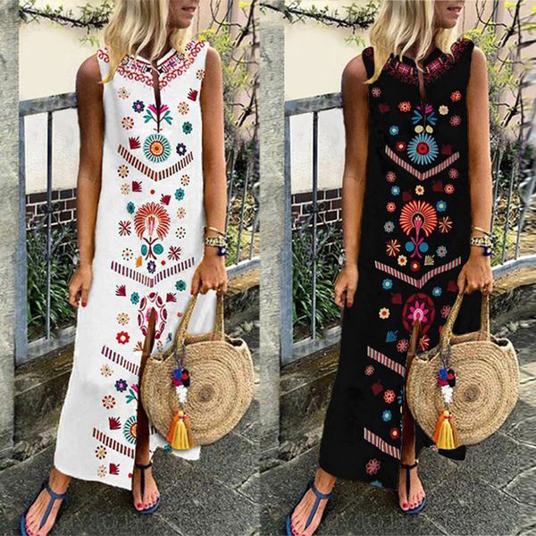 women's printed sleeveless v-neck maxi dress hem baggy kaftan long dress vestidos de verano plus size vestidos elbise vadim, Black;pink
women's printed sleeveless v-neck maxi dress hem baggy kaftan long dress vestidos de verano plus size vestidos elbise vadim, Black;pink