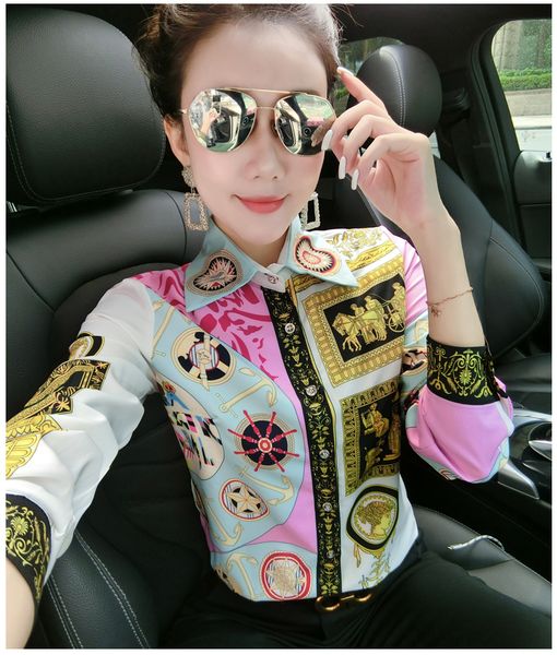 selling vintage elegant designer shirts women fashion long sleeve lapel neck printed runway ladies button blouse slim office shirt, White
selling vintage elegant designer shirts women fashion long sleeve lapel neck printed runway ladies button blouse slim office shirt, White