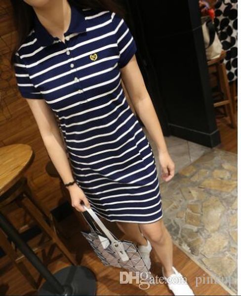 style new product 2018 summer korean version of polo neck stripe embroidery lapel short sleeve sports brand dress., Black;gray
style new product 2018 summer korean version of polo neck stripe embroidery lapel short sleeve sports brand dress., Black;gray