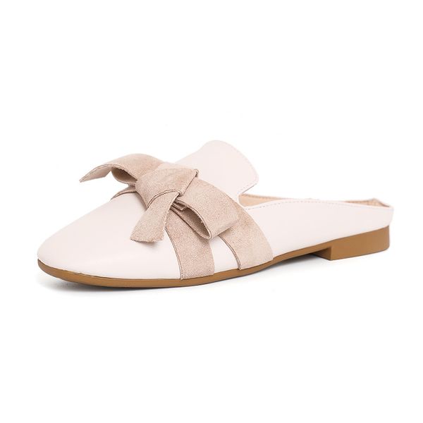 women's slippers 2020 summer outdoor bow solid ladies slides square heel flip flops women, Black