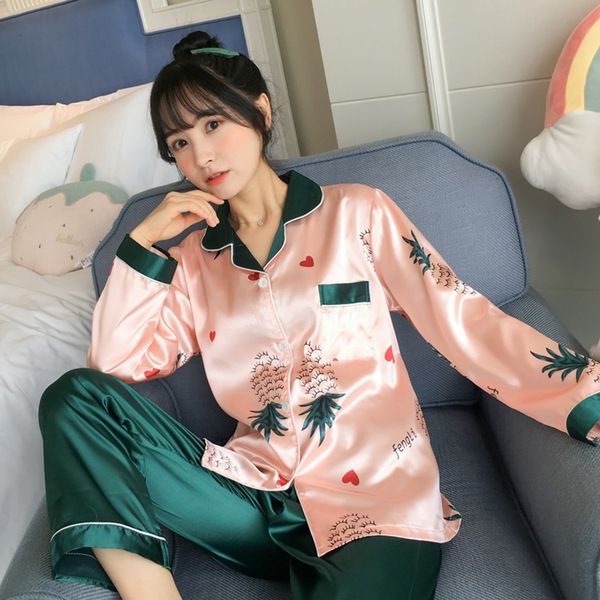 2019 autumn silk satin print long sleeve pajama sets for women soft sleepwear suit loungewear homewear pijama mujer home clothes, Black;red
2019 autumn silk satin print long sleeve pajama sets for women soft sleepwear suit loungewear homewear pijama mujer home clothes, Black;red
